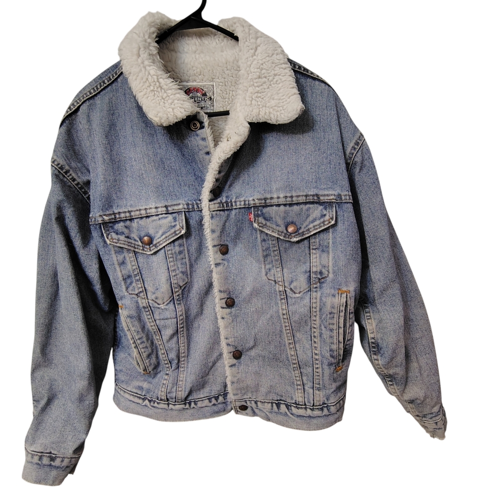 Vintage Levi’s Sherpa Lined Denim Trucker Jacket Mens Medium 80s 90s Made in USA